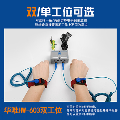 現(xiàn)貨華唯防靜電手腕帶報警器一拖一單工位HW-601手腕帶在線監(jiān)控器